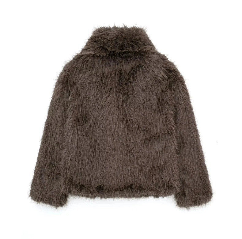 Lunvye Faux Fur Bomber Style Jacket