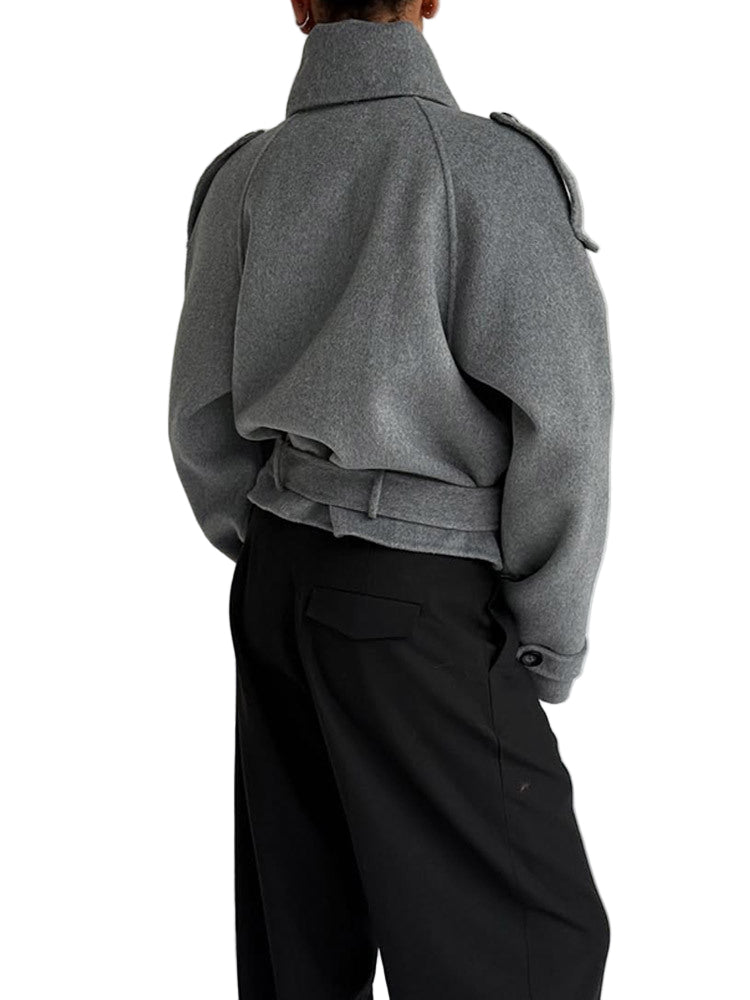 Lunvye Double-Breasted Cropped Jacket