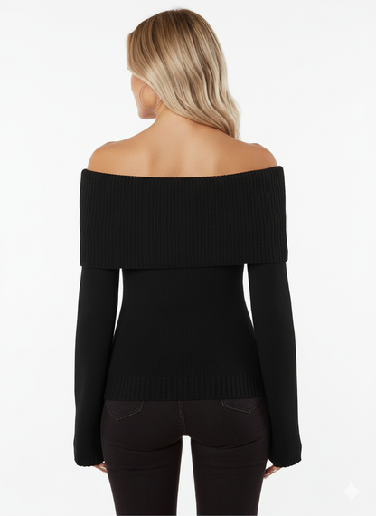 Off-Shoulder Ribbed Knit Top