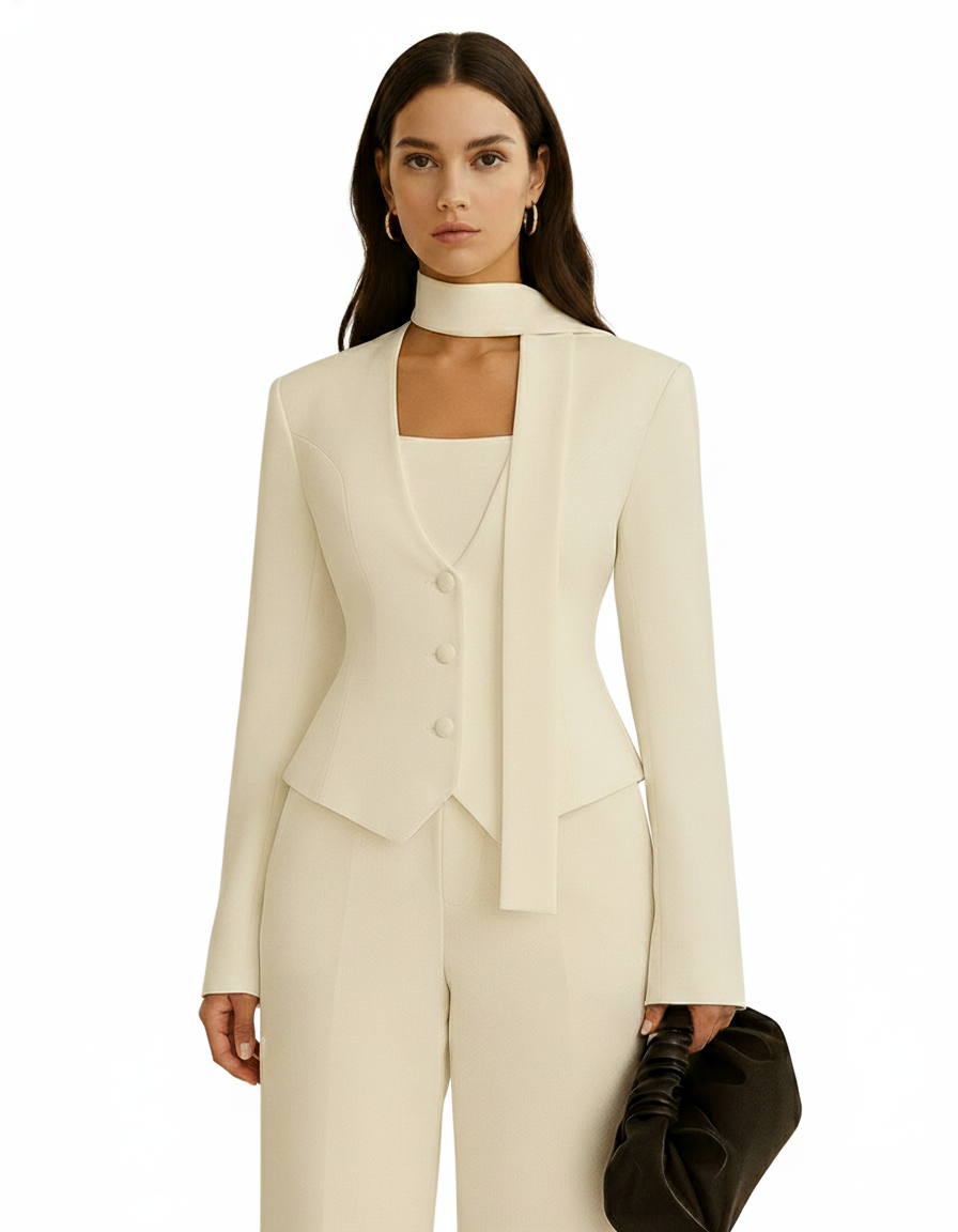 Luvye Blazer with Scarf Collar