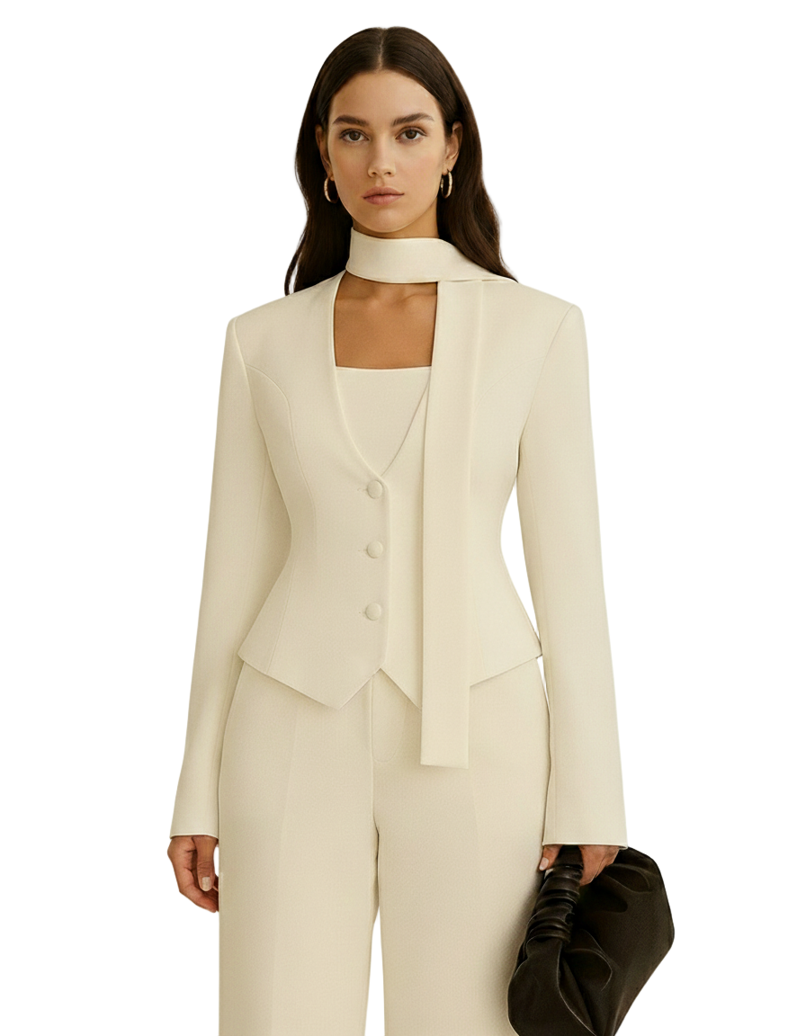 Luvye Blazer with Scarf Collar