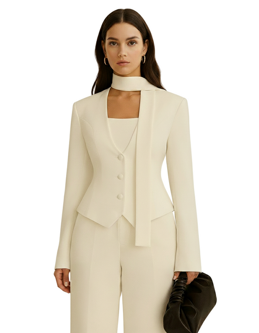 Luvye Blazer with Scarf Collar