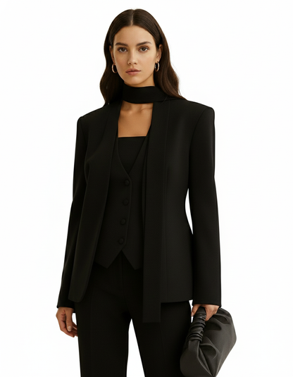 Luvye Blazer with Scarf Collar