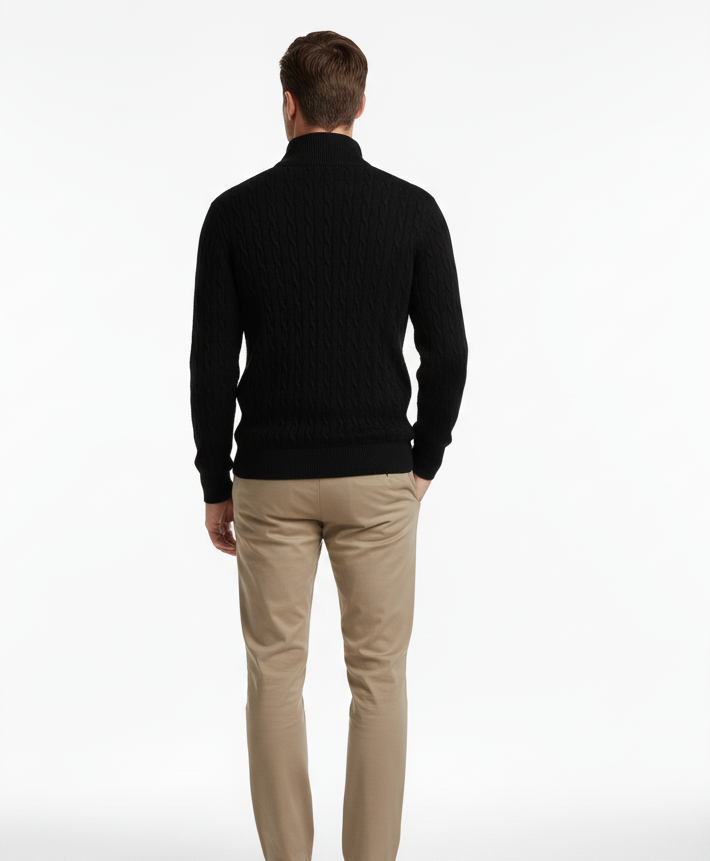 Lunvye Zipp Pullover mit Zopfmuster