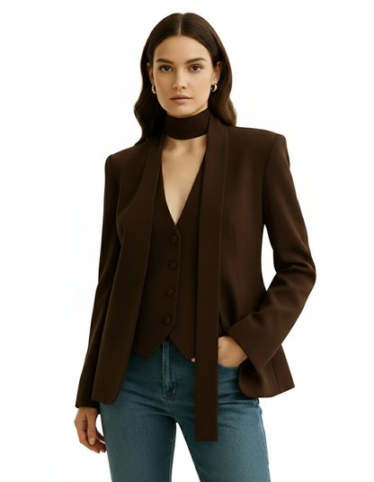 Luvye Blazer with Scarf Collar