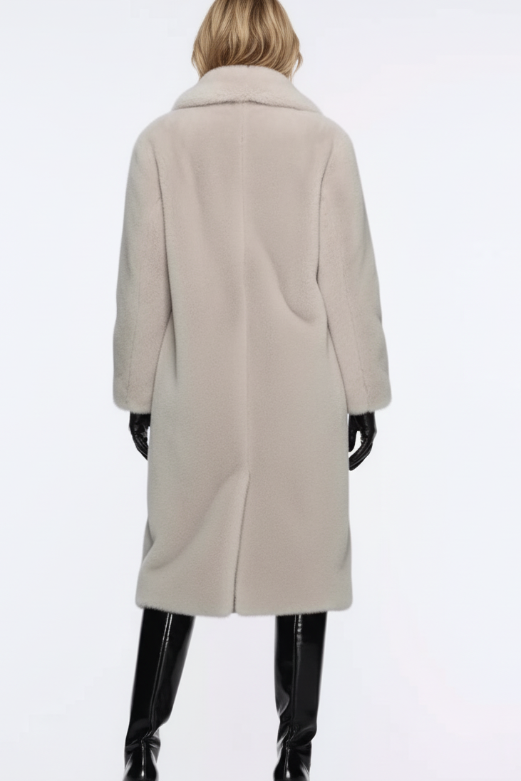 Mantel aus Kunstfell mit Reverkragen