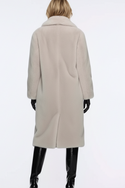 Mantel aus Kunstfell mit Reverkragen