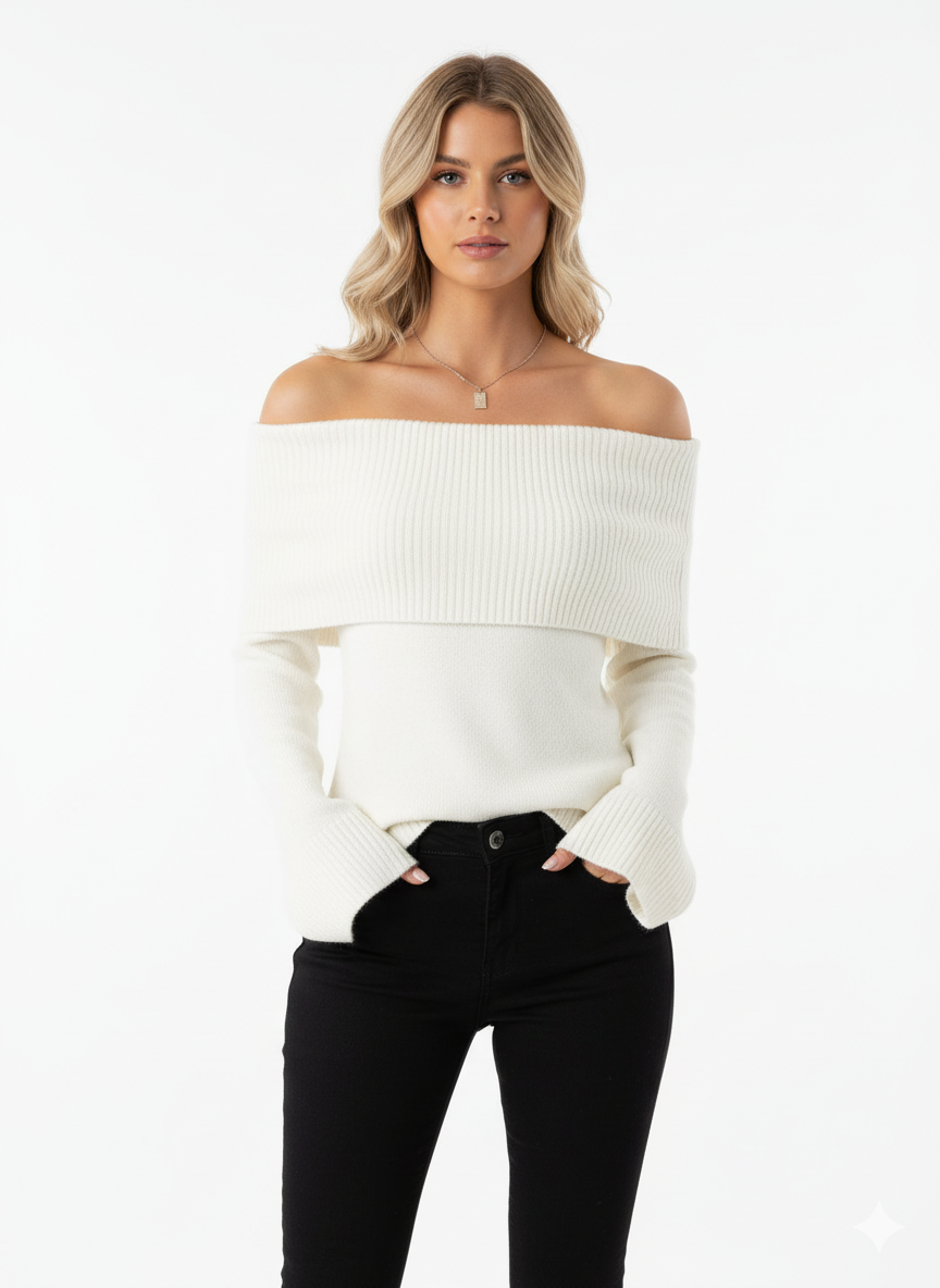 Off-Shoulder Ribbed Knit Top