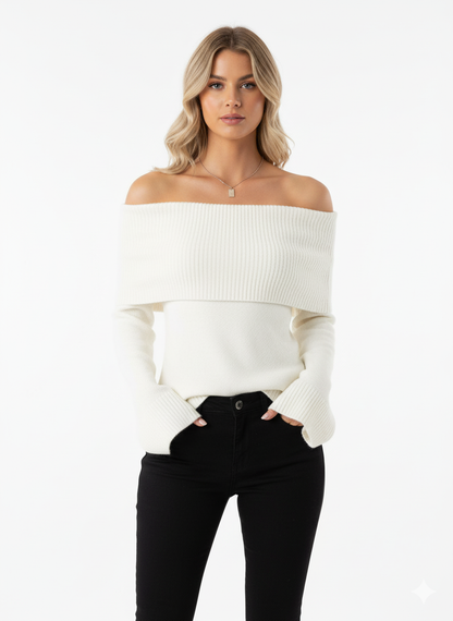 Off-Shoulder Ribbed Knit Top