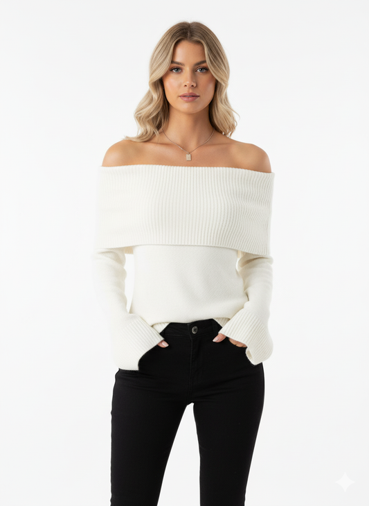Off-Shoulder Ribbed Knit Top