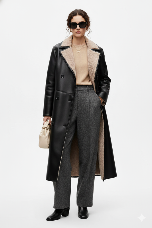 Langer Faux Shearling-Mantel "New England Chic"