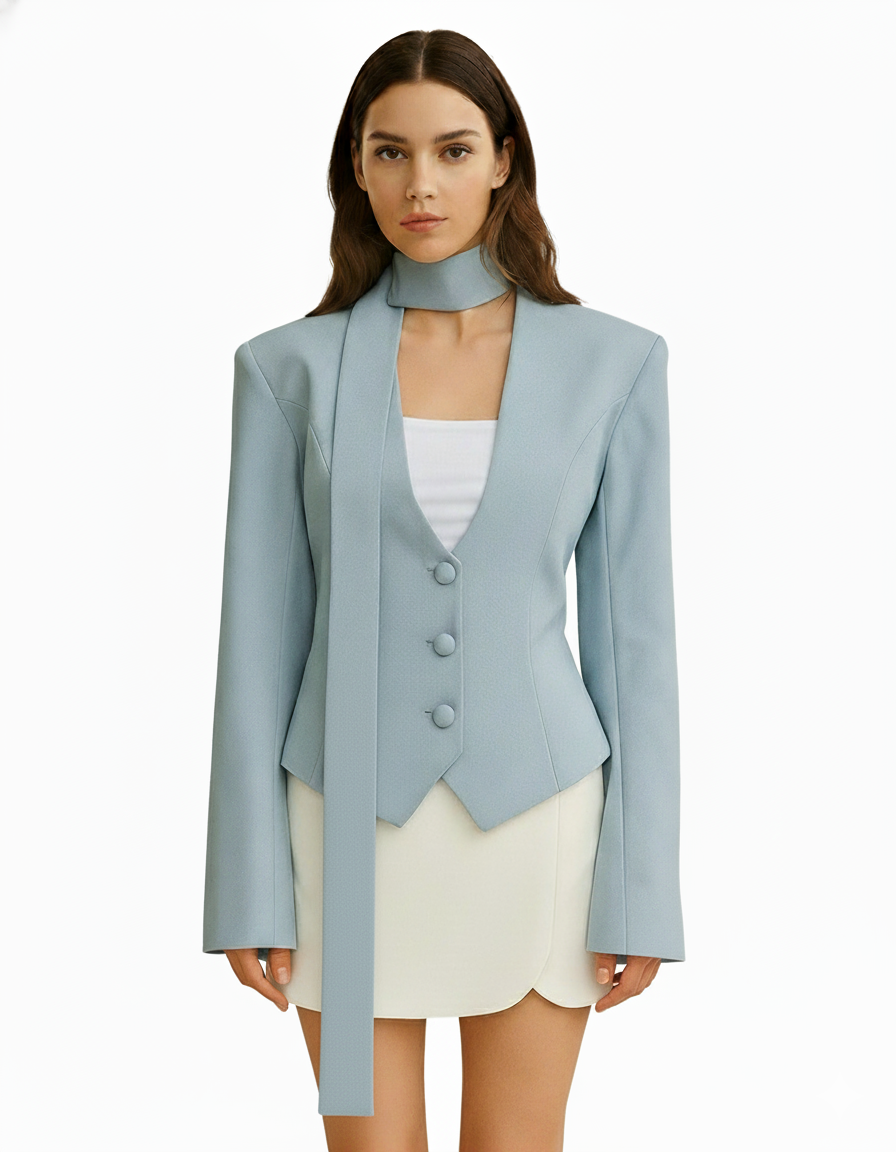 Luvye Blazer with Scarf Collar