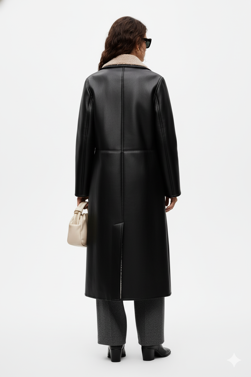 Langer Faux Shearling-Mantel "New England Chic"