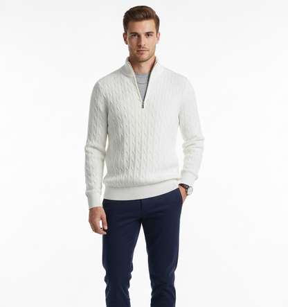 Lunvye Zipp Pullover mit Zopfmuster