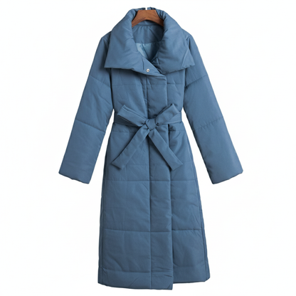 Mantel Long Puffer Belted Damen