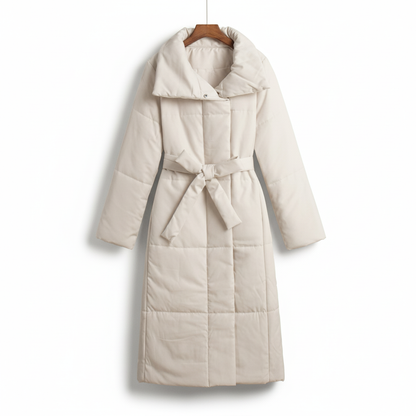 Mantel Long Puffer Belted Damen