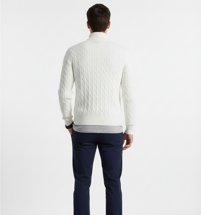 Lunvye Zipp Pullover mit Zopfmuster