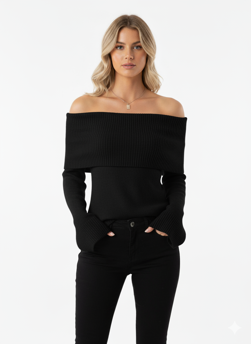 Off-Shoulder Ribbed Knit Top