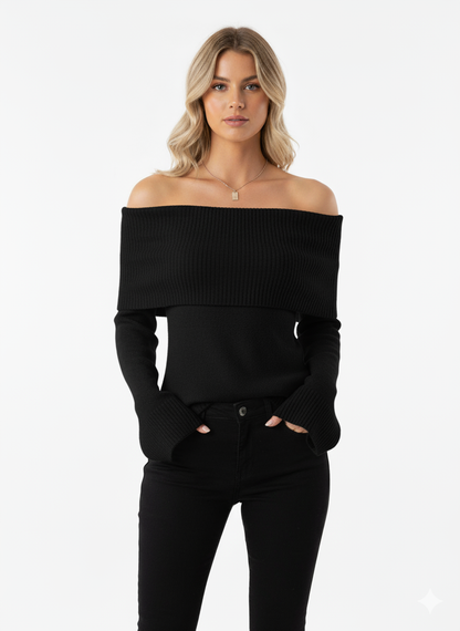 Off-Shoulder Ribbed Knit Top