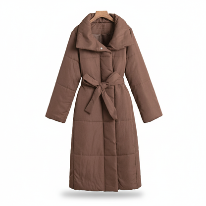 Mantel Long Puffer Belted Damen