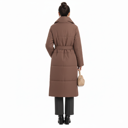 Mantel Long Puffer Belted Damen