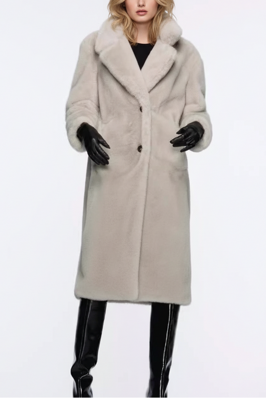 Mantel aus Kunstfell mit Reverkragen
