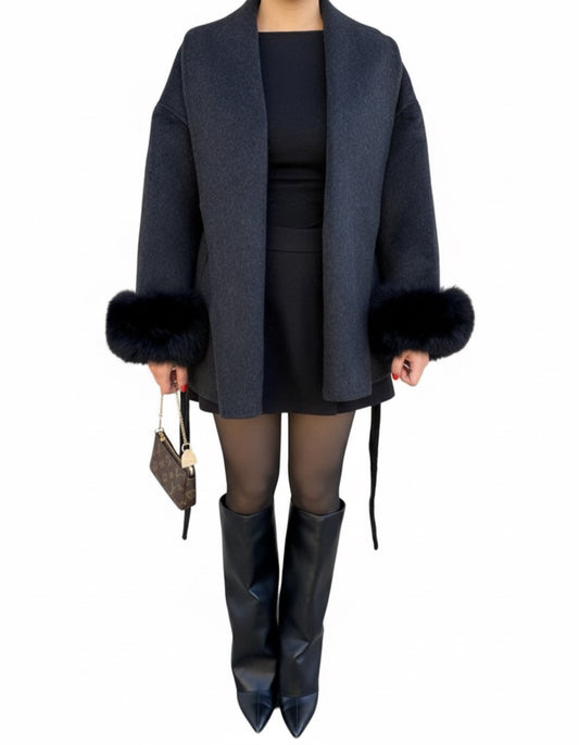 Lunvye Kunstfelljacke in Oversize-Schnitt Damen