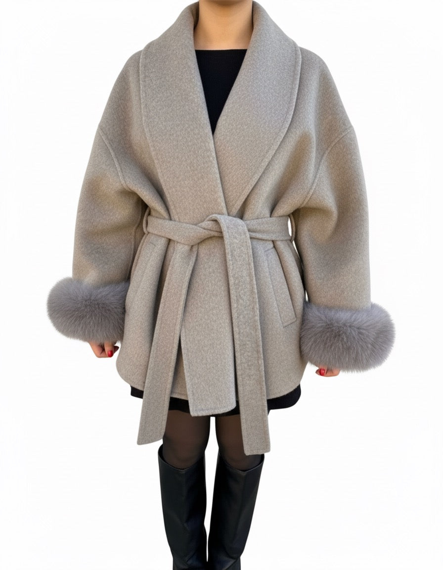 Lunvye Kunstfelljacke in Oversize-Schnitt Damen