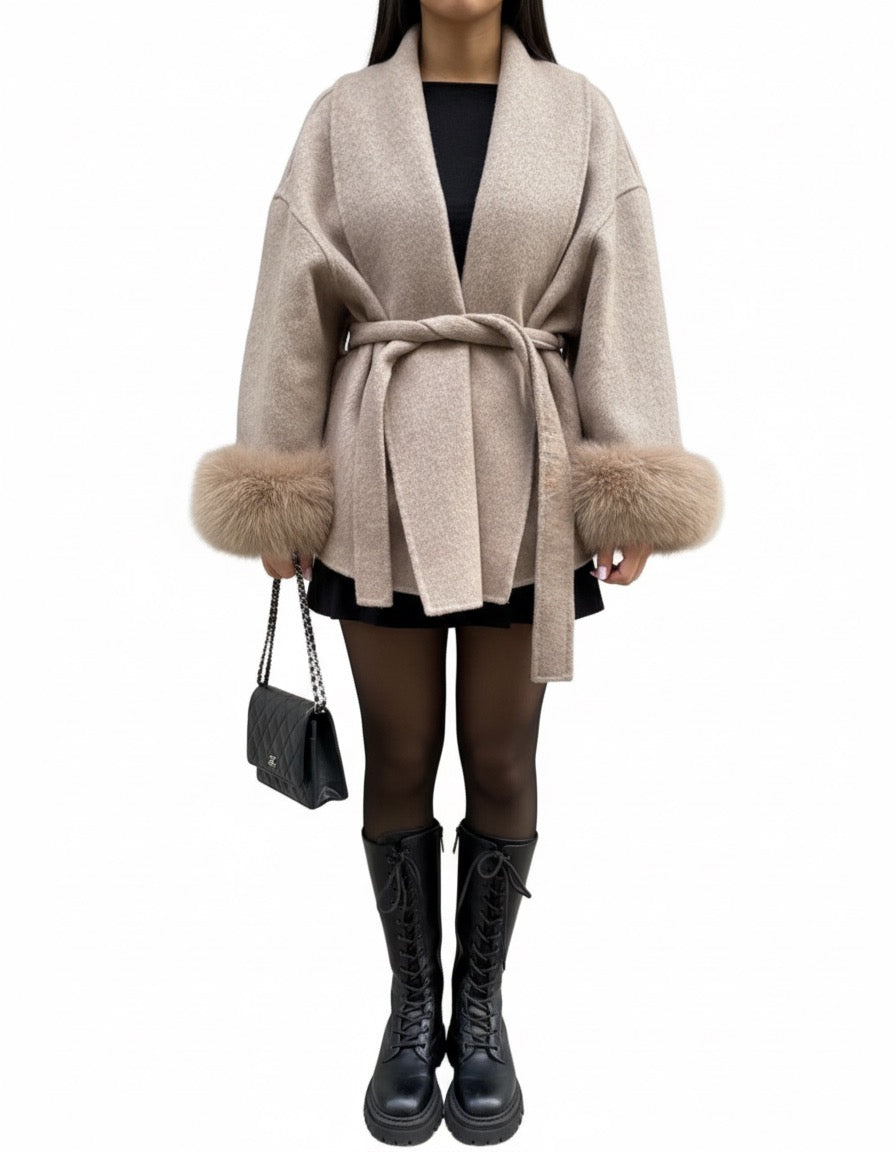 Lunvye Kunstfelljacke in Oversize-Schnitt Damen