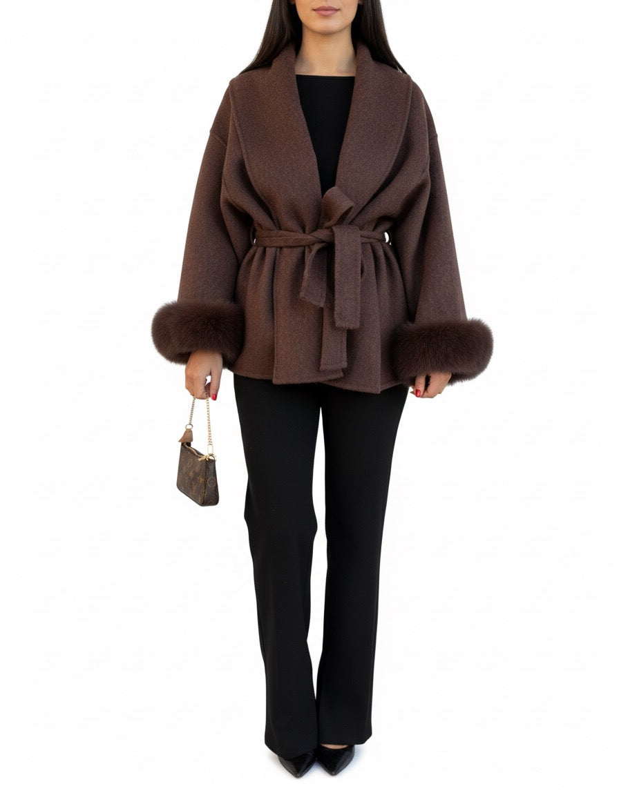 Lunvye Kunstfelljacke in Oversize-Schnitt Damen