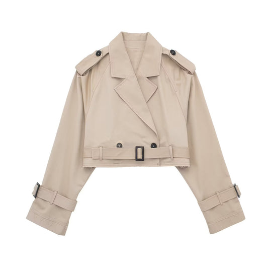 Cropped Trenchjacke mit Gürtel