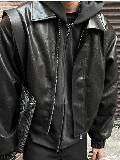 Cropped Faux Leather Jacket