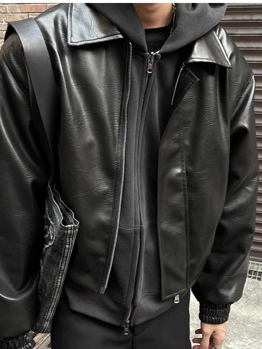 Cropped Faux Leather Jacket Herren