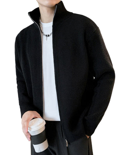 Minimalistische Zip-Strickjacke Herren