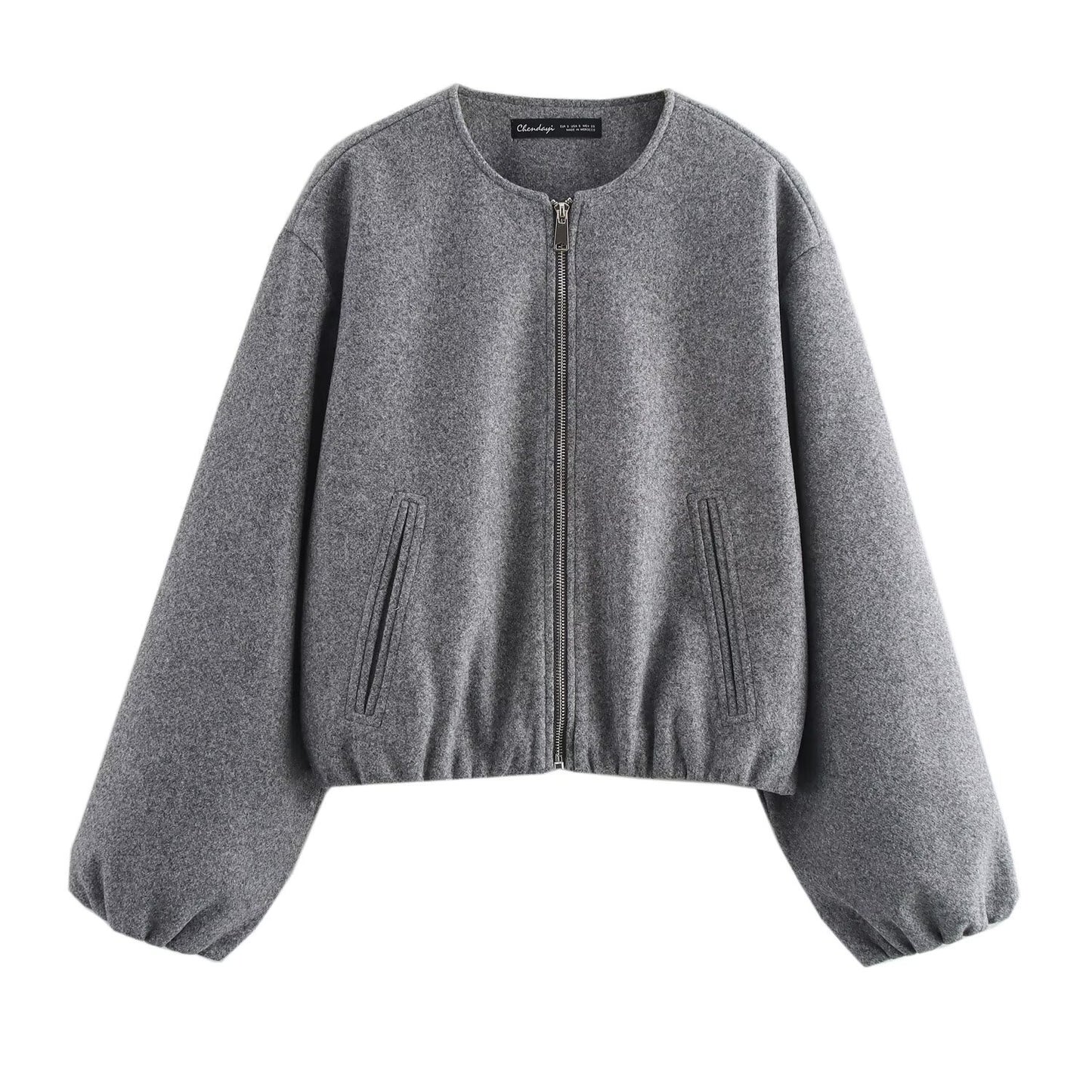 Kurz geschnittene Zipper-Jacke
