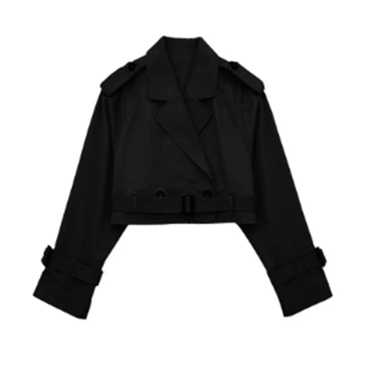 Cropped Trenchjacke mit Gürtel