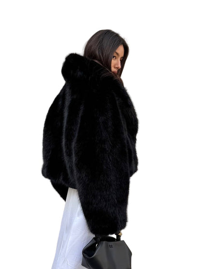Lunvye Fur Coat Damen