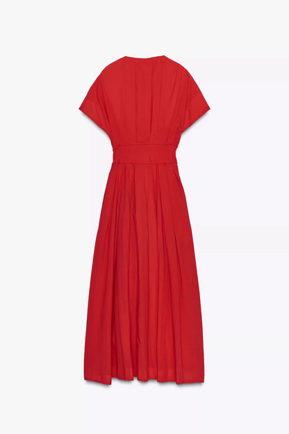 RIPP-MIDI-KLEID mit Langen Ärmeln