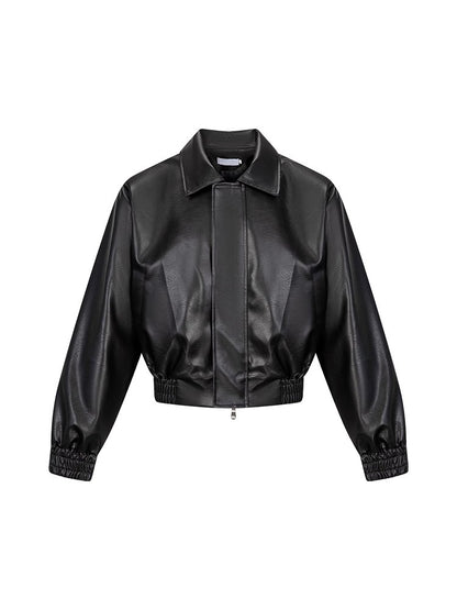 Cropped Faux Leather Jacket