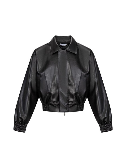 Cropped Faux Leather Jacket
