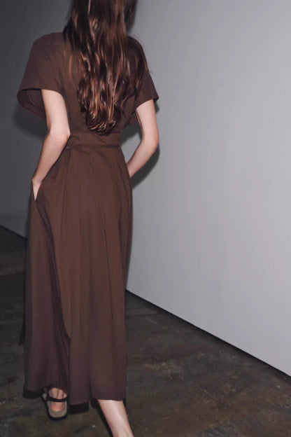RIPP-MIDI-KLEID mit Langen Ärmeln