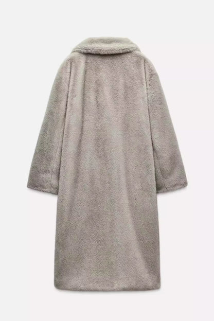 Mantel aus Kunstfell mit Reverkragen