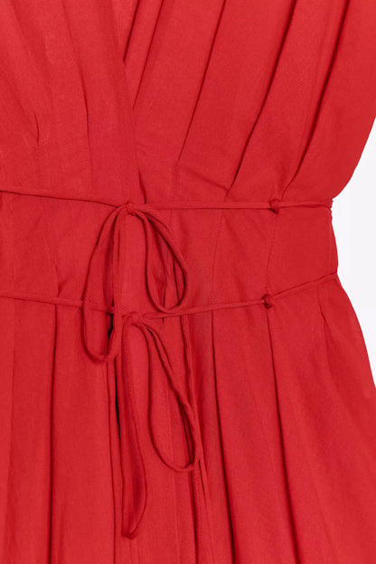 RIPP-MIDI-KLEID mit Langen Ärmeln
