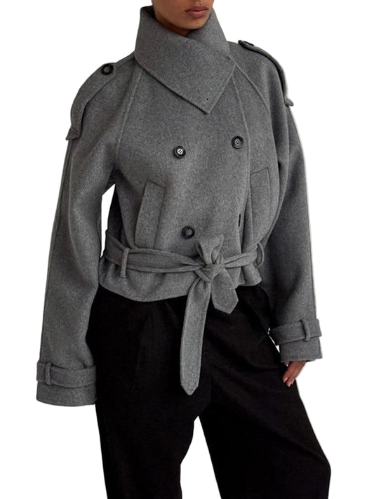 Lunvye Double-Breasted Cropped Jacket