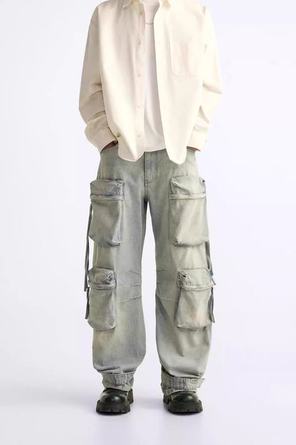 Straight Leg Utility Jeans Herren