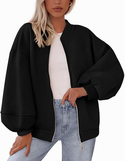 Relaxed Fit Zipper-Jacke