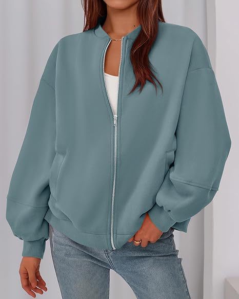 Relaxed Fit Zipper-Jacke