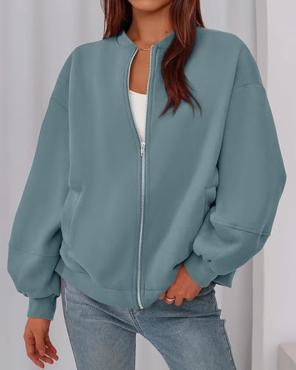 Relaxed Fit Zipper-Jacke