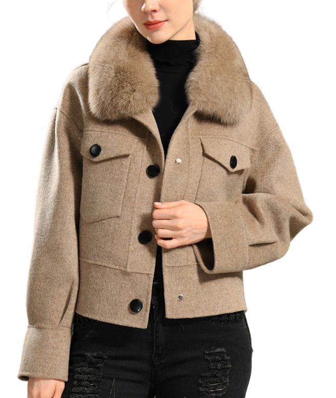 Lunvye Boxy Wool Blend Jacket Damen