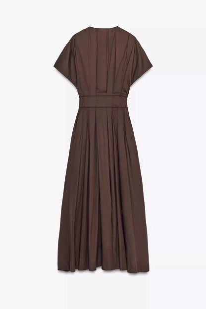 RIPP-MIDI-KLEID mit Langen Ärmeln